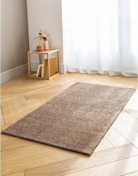 Jemný a hebký buklé koberec písková průměr 80 cm