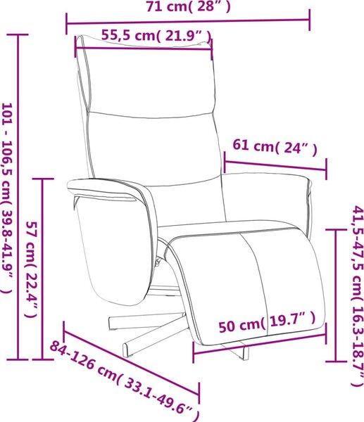 VidaXL Polohovací křeslo s podnožkou umělá kůže [356590] Barva: krémová