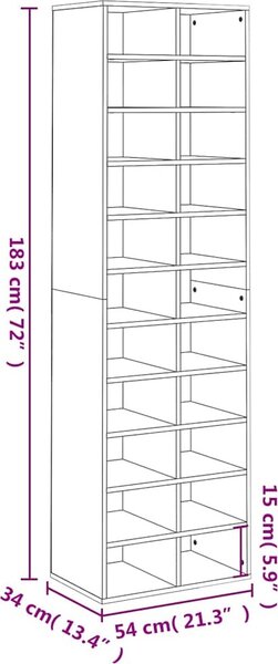 VidaXL Botník 54 x 34 x 183 cm kompozitní dřevo [859378] Barva: dub sonoma