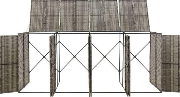VidaXL Přístřešek na čtyři popelnice 274 x 80 x 117 cm polyratan [319867] Barva: Šedá