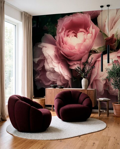 Fototapety Jemné růžové pivoňky, Fototapety květiny, Fototapety růže, u08062 : uwalls.cz