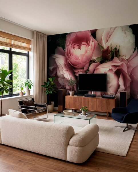 Fototapety Jemné růžové pivoňky, Fototapety květiny, Fototapety růže, u08062 : uwalls.cz