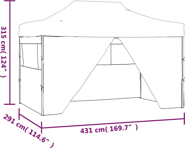 VidaXL Skládací party stan se 3 stěnami 3 x 4,5 m bílý [48870]