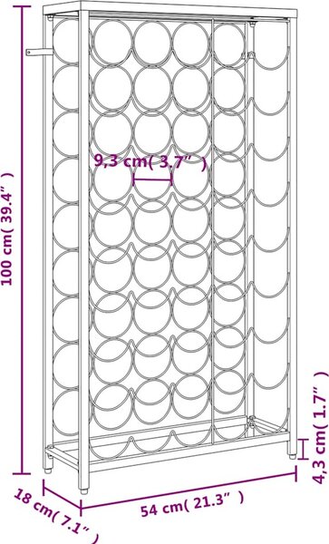 VidaXL Stojan na víno na 45 lahví černý 54 x 18 x 100 cm tepané železo [358367]