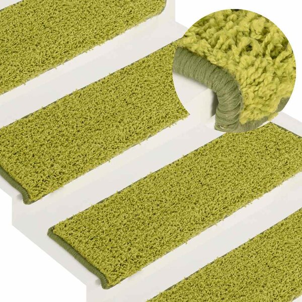 VidaXL Schodové rohože 15 ks 65 x 21 x 4 cm s obdélníkovým okrajem [134577] Barva: Zelená