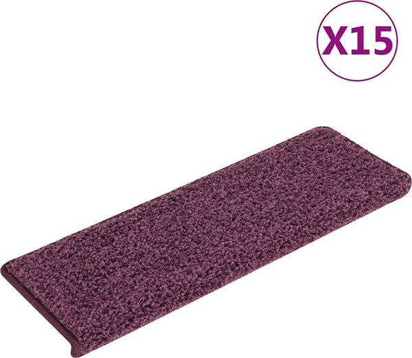 VidaXL Schodové rohože 15 ks 65 x 21 x 4 cm s obdélníkovým okrajem [134577] Barva: dark purple