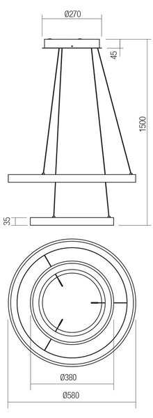 Redo 01-3919 Iconic, černé závěsné svítidlo LED 80W 3000/4000K, tříkrokové stmívání, průměr 58/38cm