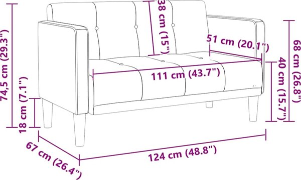 VidaXL Loveseat Sofa 111 cm textil [4100561] Barva: Černá