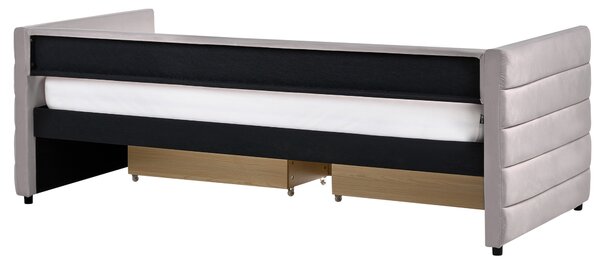 Denní postel s úložným prostorem Umělý samet MARRAY 90 x 200 cm Světle šedá