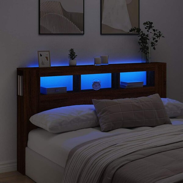 VidaXL Čelo postele s LED 180 x 18,5 x 103,5 cm kompozitní dřevo [857690] Barva: kouřový dub