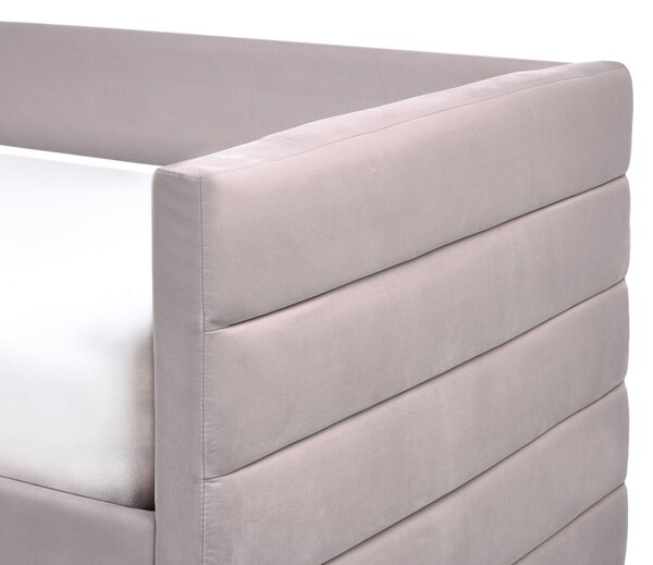 Denní postel s úložným prostorem Umělý samet MARRAY 90 x 200 cm Světle šedá