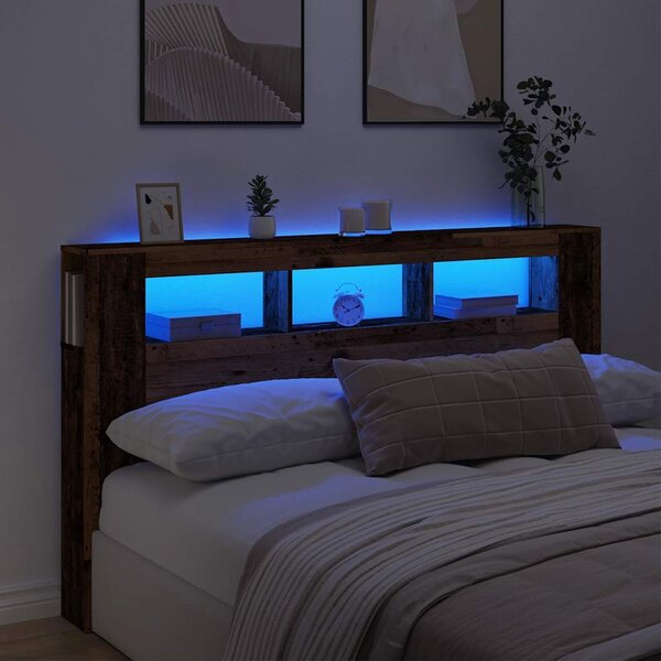 VidaXL Čelo postele s LED 180 x 18,5 x 103,5 cm kompozitní dřevo [857690] Barva: kouřový dub