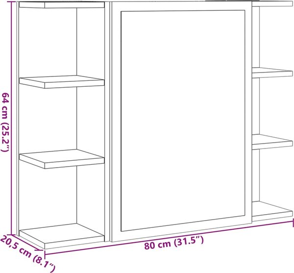 VidaXL Koupelnová zrcadlová skříňka 80x20,5x64 cm kompozit [815522] Barva: dub artisan