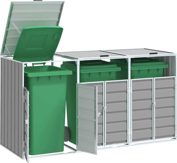 VidaXL Box na 3 popelnice 216 x 81 x 115 cm ocel [4006182] Barva: Hnědá