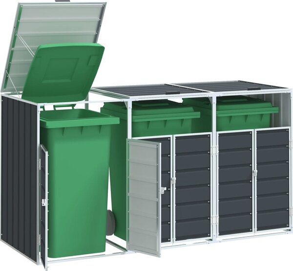 VidaXL Box na 3 popelnice 216 x 81 x 115 cm ocel [4006182] Barva: Hnědá