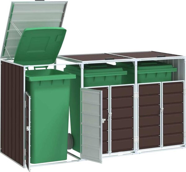 VidaXL Box na 3 popelnice 216 x 81 x 115 cm ocel [4006182] Barva: Hnědá
