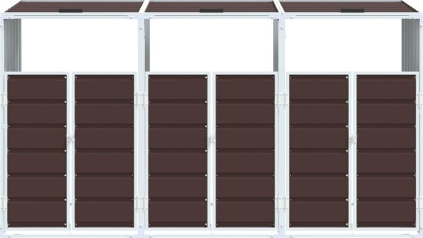 VidaXL Box na 3 popelnice 216 x 81 x 115 cm ocel [4006182] Barva: Hnědá