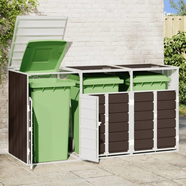 VidaXL Box na 3 popelnice 216 x 81 x 115 cm ocel [4006182] Barva: Hnědá