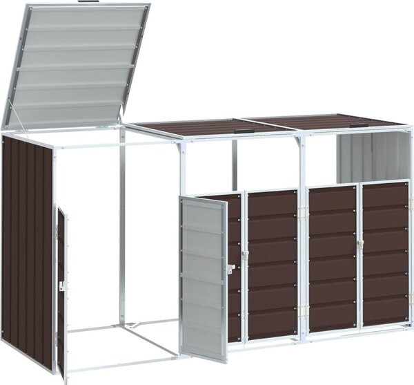 VidaXL Box na 3 popelnice 216 x 81 x 115 cm ocel [4006182] Barva: Hnědá