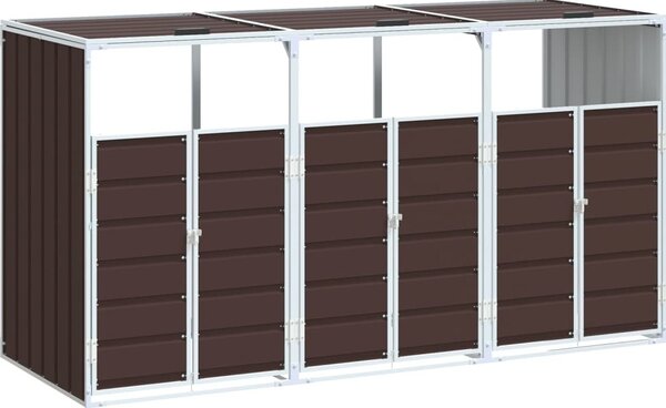 VidaXL Box na 3 popelnice 216 x 81 x 115 cm ocel [4006182] Barva: Hnědá