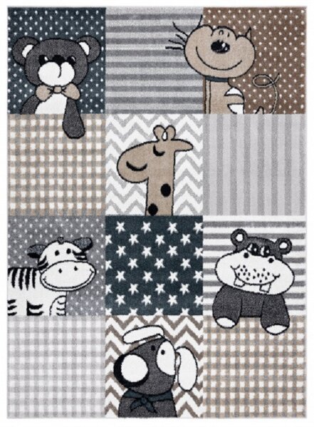 Dětský kusový koberec Fun Pets grey 120x170 cm