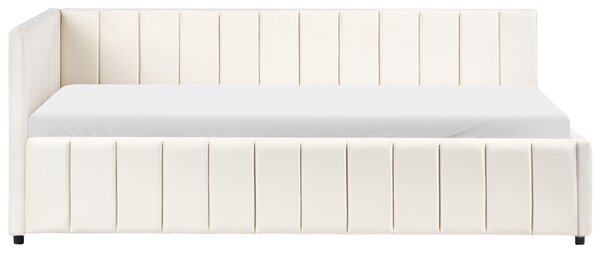 Denní postel Umělý samet LISIEUX 90 x 200 cm Krémově bílá