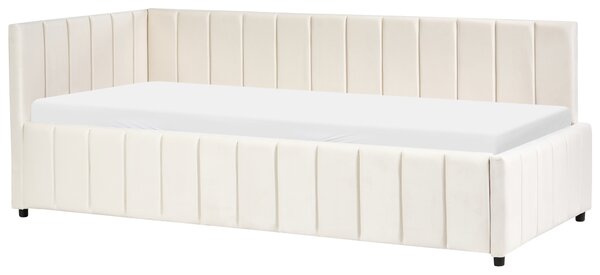 Denní postel Umělý samet LISIEUX 90 x 200 cm Krémově bílá