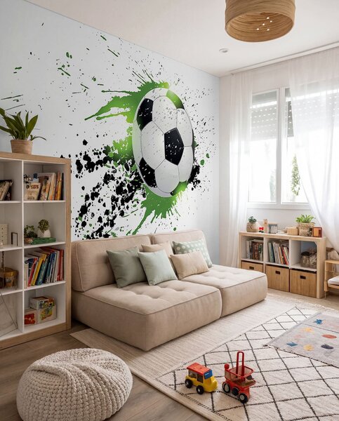 Fototapety Fotbalový míč zanechávající zelené skvrny, Fototapety dětské, Fototapety pro chlapce, u57431 : uwalls.cz