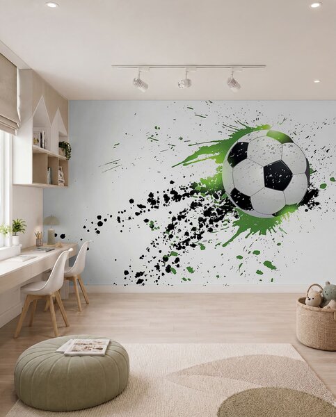 Fototapety Fotbalový míč zanechávající zelené skvrny, Fototapety dětské, Fototapety pro chlapce, u57431 : uwalls.cz