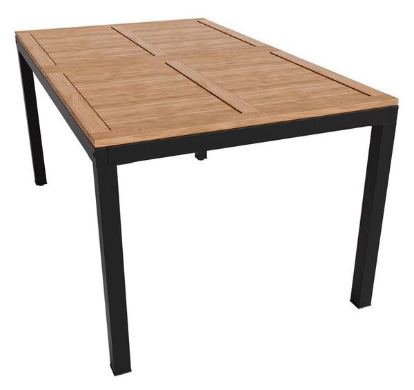 Zahradní set z akácie pro 4 osoby, černý kov, polstrování