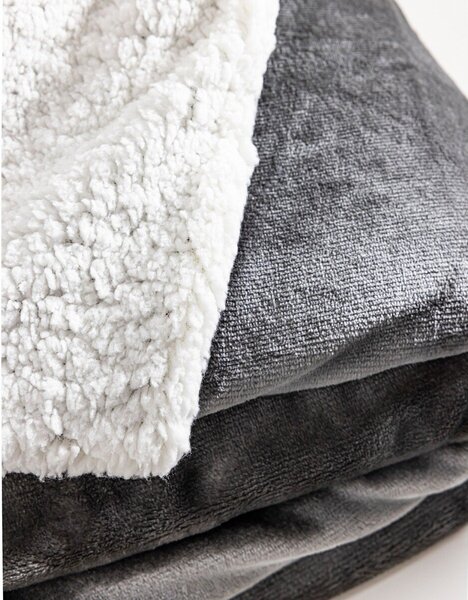 Oboustranná deka sherpa a fleece antracitová 75x100 cm