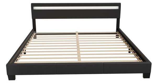 Moderní černá čalouněná postel 180x200 s LED a roštem
