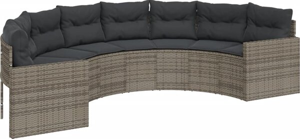 VidaXL Zahradní pohovka se stolem a podušky půlkruhová černá polyratan [3318519] Barva: béžová a světle šedá