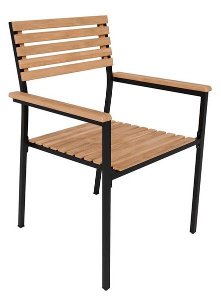 Zahradní set z akácie pro 4 osoby, černý kov, polstrování