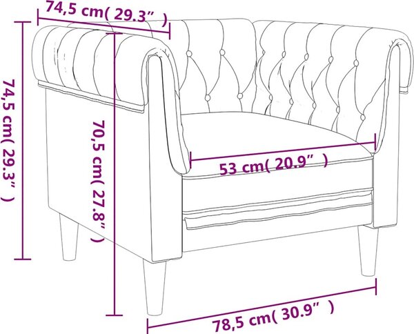 VidaXL Křeslo Chesterfield textil [372538] Barva: Modrá