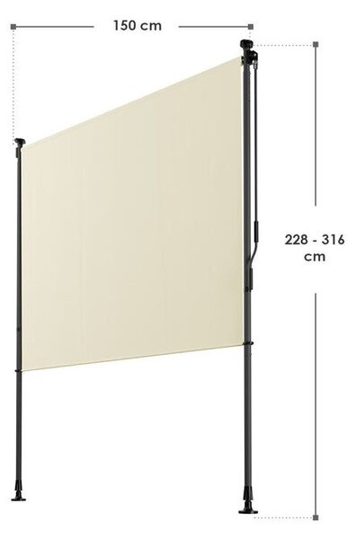 Svislá markýza na balkon 150x228-316 cm, UV ochrana, béžová