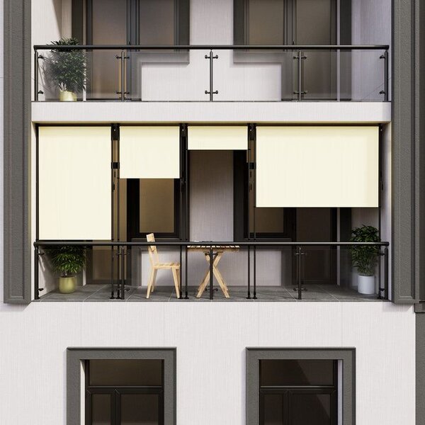 Svislá markýza na balkon 100x228-316 cm, UV ochrana, béžová