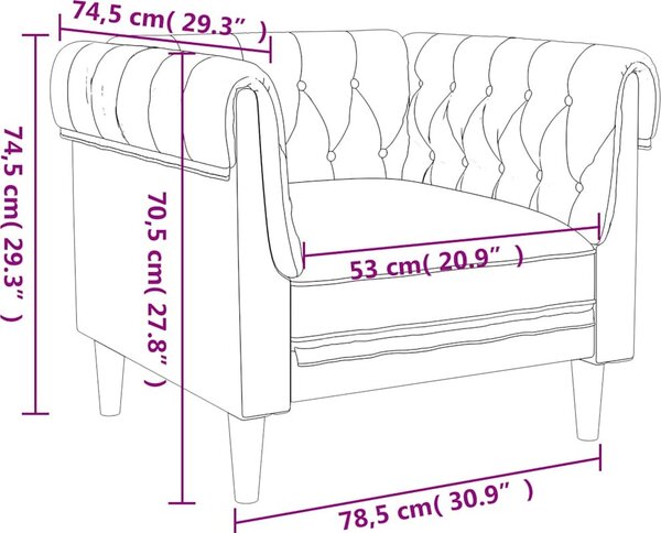 VidaXL Křeslo Chesterfield textil [372538] Barva: Modrá