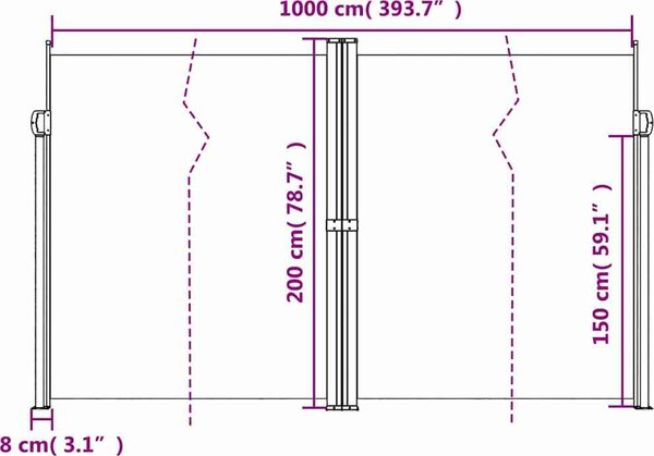 VidaXL Zatahovací boční markýza 200 x 1 000 cm [4004760] Barva: krémová