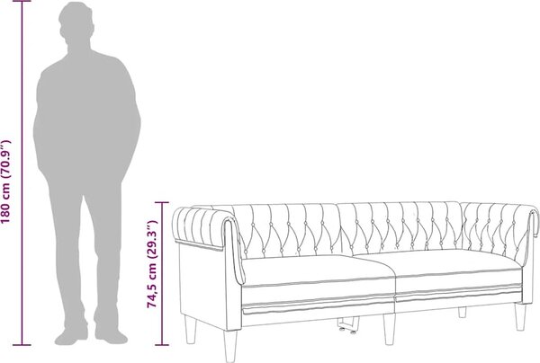 VidaXL Chesterfield pohovka 3místná textil [372560] Barva: Tmavě zelená