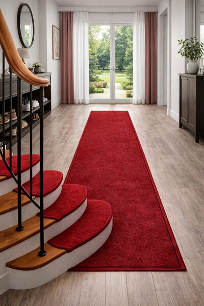 Vopi Nášlapy na schody Eton vínově červený obdélník, samolepící - 24x65 obdélník (rozměr včetně ohybu)