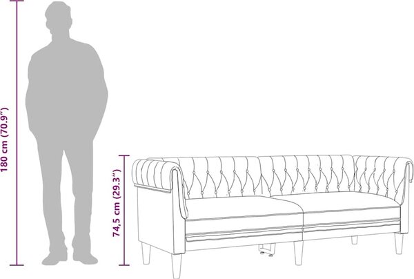 VidaXL Chesterfield pohovka 3místná textil [372560] Barva: Tmavě zelená