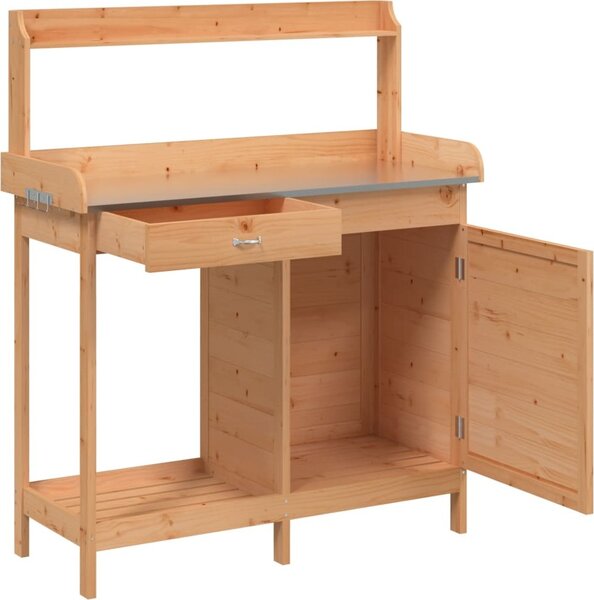 VidaXL Přesazovací stůl se skříňkou 110,5x45x124,5 cm masiv jedle [156345] Barva: tmavě hnědá