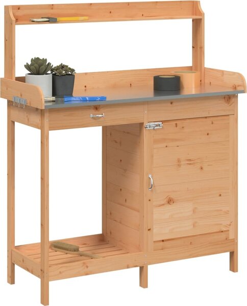 VidaXL Přesazovací stůl se skříňkou 110,5x45x124,5 cm masiv jedle [156345] Barva: tmavě hnědá