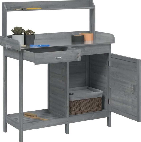 VidaXL Přesazovací stůl se skříňkou 110,5x45x124,5 cm masiv jedle [156345] Barva: tmavě hnědá
