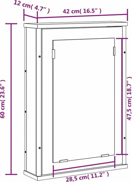 VidaXL Koupelnová skříňka se zrcadlem 42x12x60 cm kompozit [842433] Barva: kouřový dub