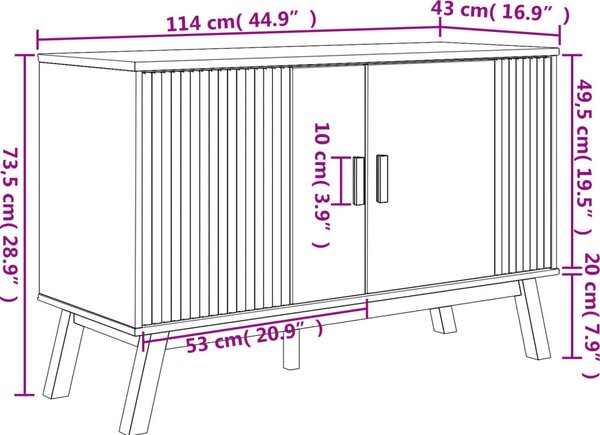 VidaXL Příborník OLDEN 114 x 43 x 73,5 cm masivní borové dřevo [358609] Barva: Hnědá