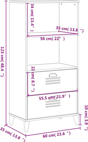 VidaXL Knihovna VIKEN 60 x 35 x 123 cm kompozitní dřevo [374949] Barva: Bílá