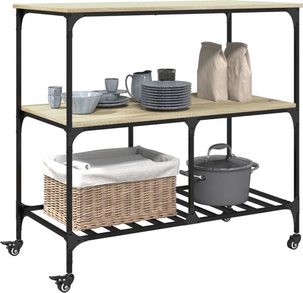 VidaXL Kuchyňský vozík 100x50x95 cm kompozitní dřevo [842308] Barva: kouřový dub