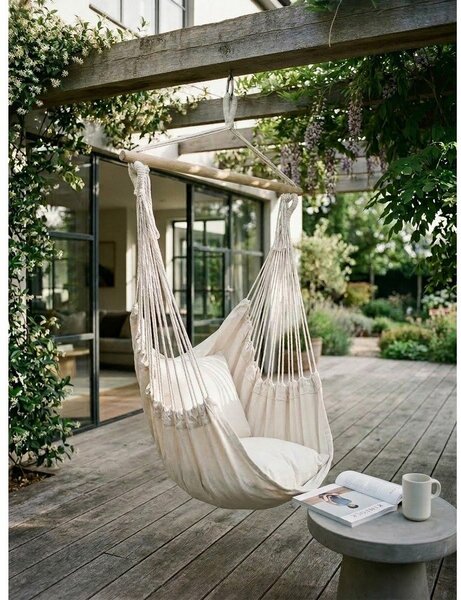 Krémové polstrované závěsné zahradní křeslo Tobago – Garden Pleasure